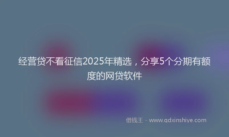 经营贷不看征信2025年精选，分享5个分期有额度的网贷软件