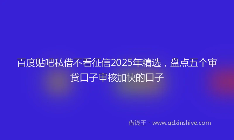 百度贴吧私借不看征信2025年精选，盘点五个审贷口子审核加快的口子