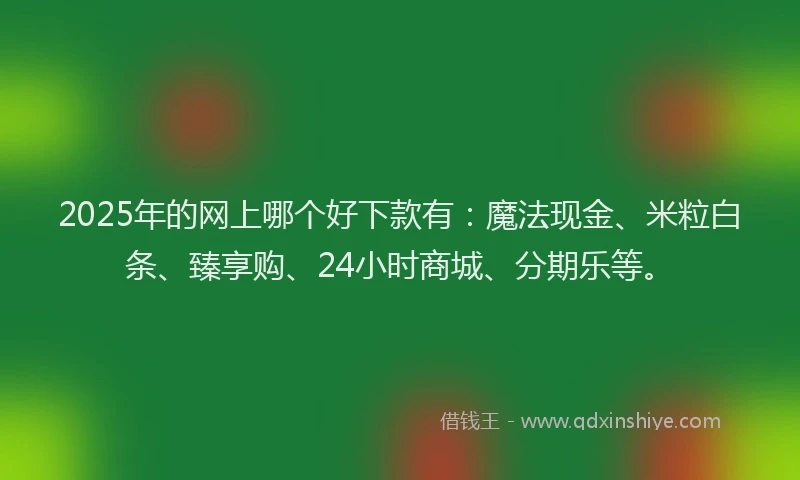 2025年的网上哪个好下款有：魔法现金、米粒白条、臻享购、24小时商城、分期乐等。