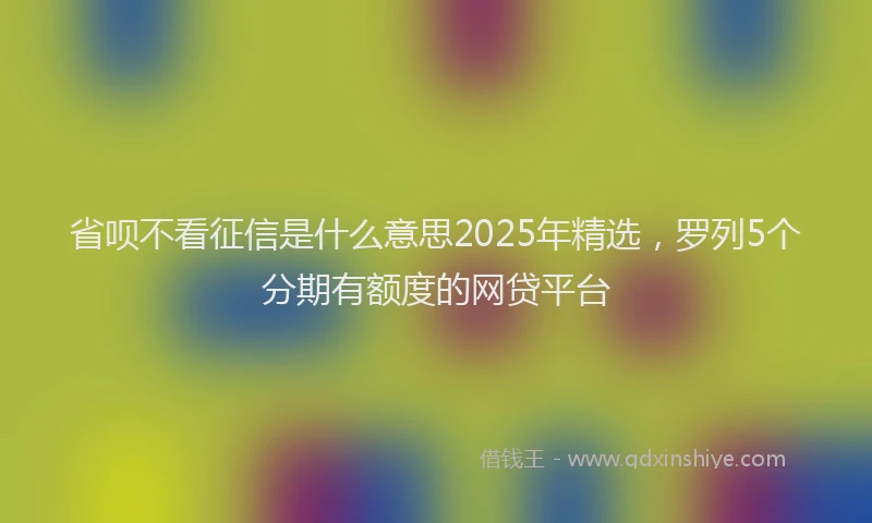 省呗不看征信是什么意思2025年精选，罗列5个分期有额度的网贷平台