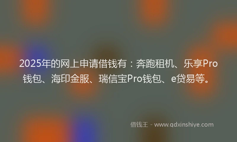 2025年的网上申请借钱有：奔跑租机、乐享Pro钱包、海印金服、瑞信宝Pro钱包、e贷易等。