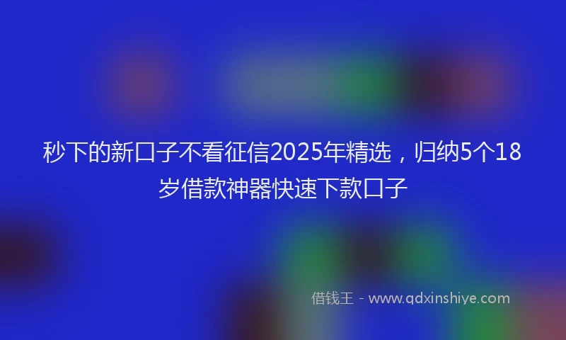 秒下的新口子不看征信2025年精选，归纳5个18岁借款神器快速下款口子