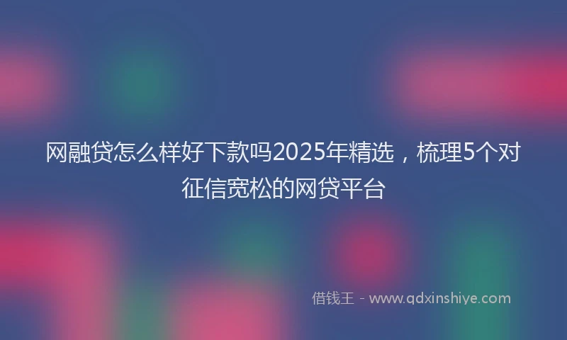 网融贷怎么样好下款吗2025年精选，梳理5个对征信宽松的网贷平台