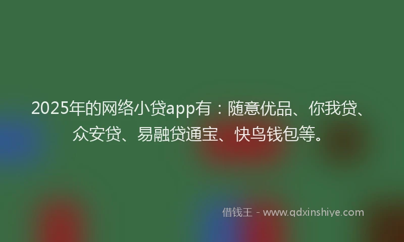 2025年的网络小贷app有：随意优品、你我贷、众安贷、易融贷通宝、快鸟钱包等。