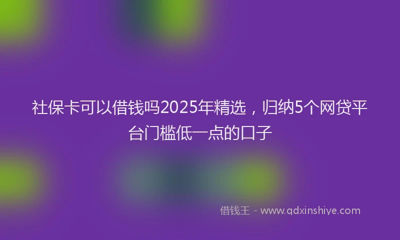 社保卡可以借钱吗2025年精选，归纳5个网贷平台门槛低一点的口子