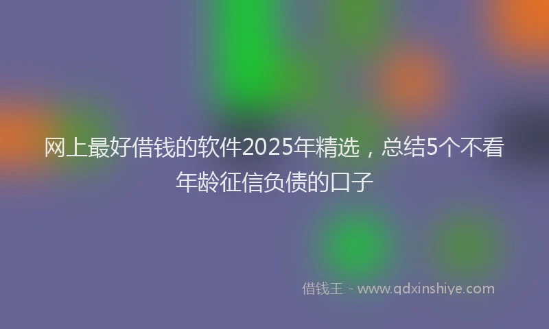 网上最好借钱的软件2025年精选，总结5个不看年龄征信负债的口子