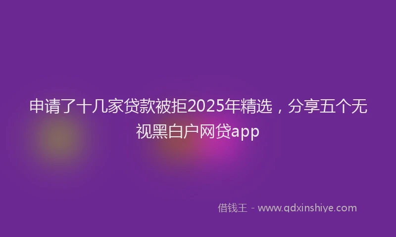 申请了十几家贷款被拒2025年精选，分享五个无视黑白户网贷app