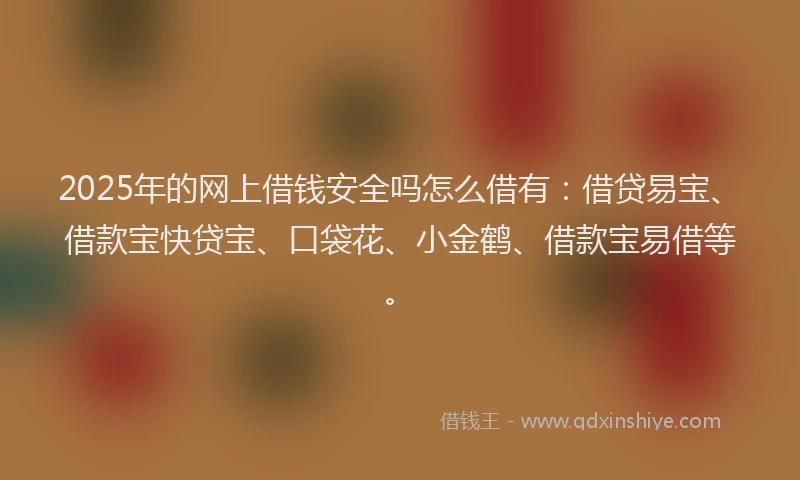 2025年的网上借钱安全吗怎么借有：借贷易宝、借款宝快贷宝、口袋花、小金鹤、借款宝易借等。
