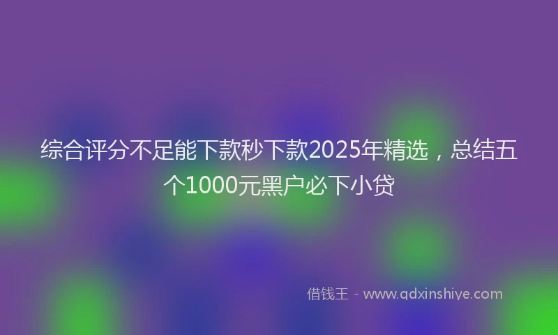 综合评分不足能下款秒下款2025年精选，总结五个1000元黑户必下小贷