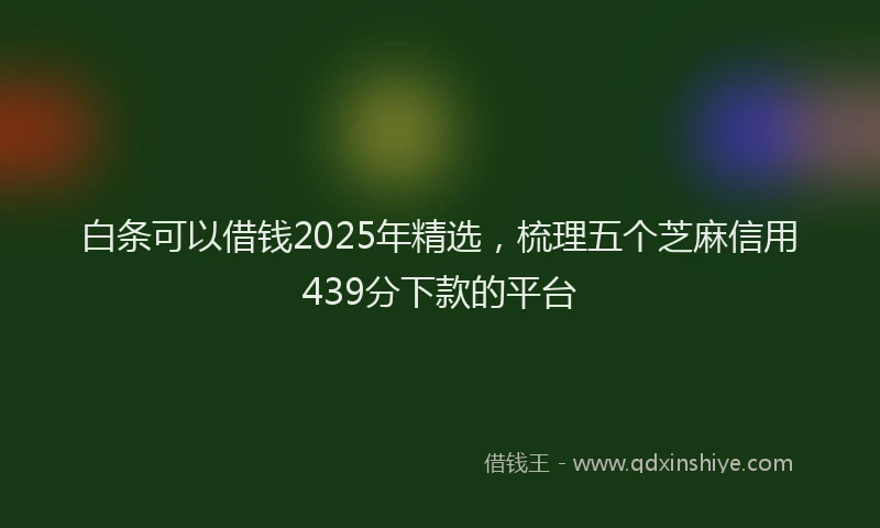 白条可以借钱2025年精选，梳理五个芝麻信用439分下款的平台