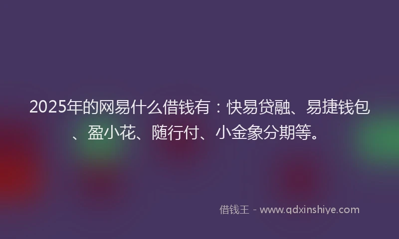 2025年的网易什么借钱有：快易贷融、易捷钱包、盈小花、随行付、小金象分期等。