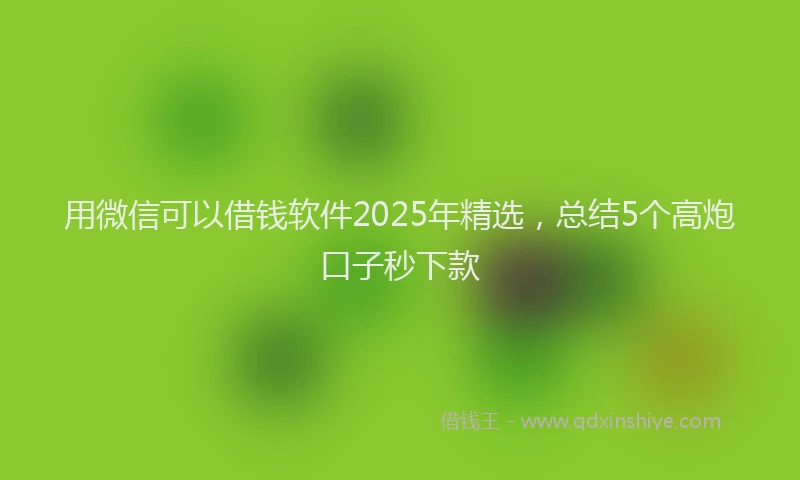 用微信可以借钱软件2025年精选，总结5个高炮口子秒下款