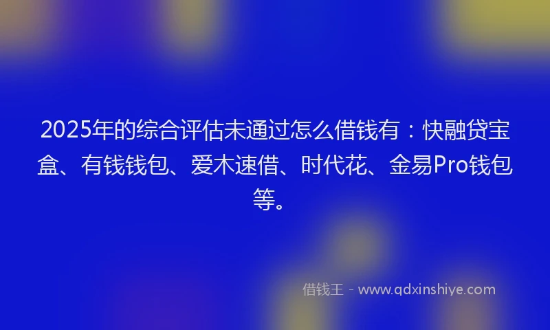 2025年的综合评估未通过怎么借钱有：快融贷宝盒、有钱钱包、爱木速借、时代花、金易Pro钱包等。
