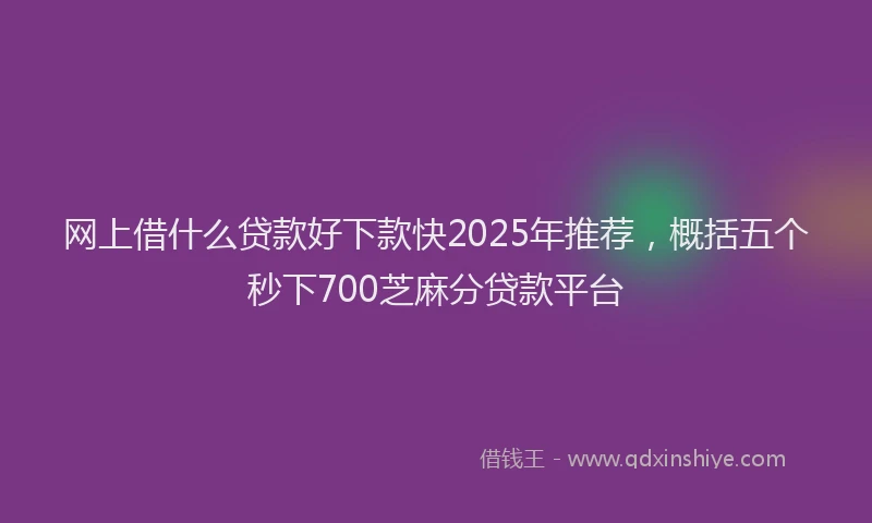 网上借什么贷款好下款快2025年推荐，概括五个秒下700芝麻分贷款平台