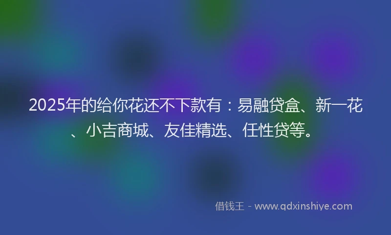 2025年的给你花还不下款有：易融贷盒、新一花、小吉商城、友佳精选、任性贷等。