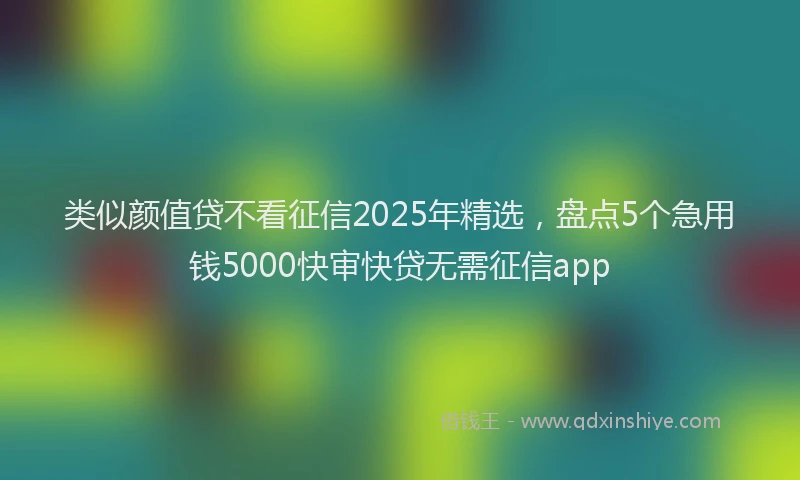 类似颜值贷不看征信2025年精选，盘点5个急用钱5000快审快贷无需征信app