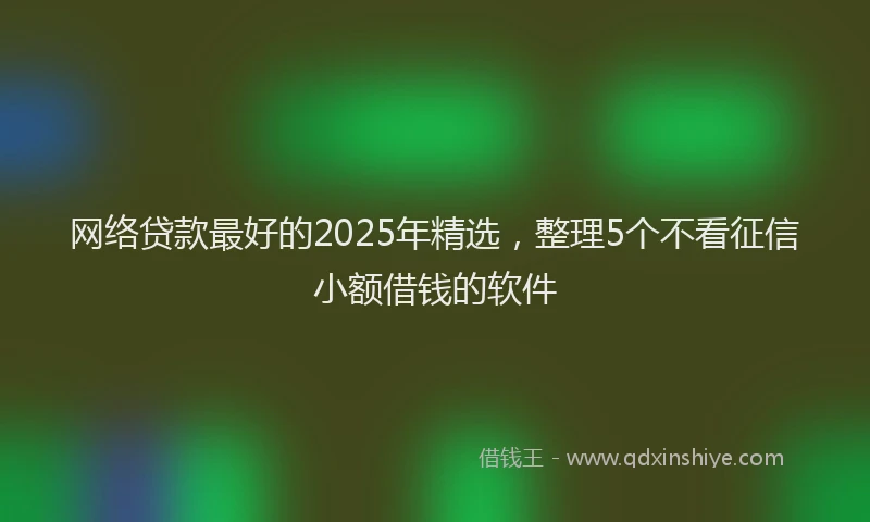 网络贷款最好的2025年精选，整理5个不看征信小额借钱的软件