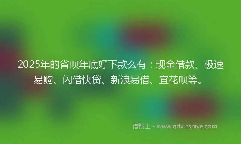 2025年的省呗年底好下款么有：现金借款、极速易购、闪借快贷、新浪易借、宜花呗等。