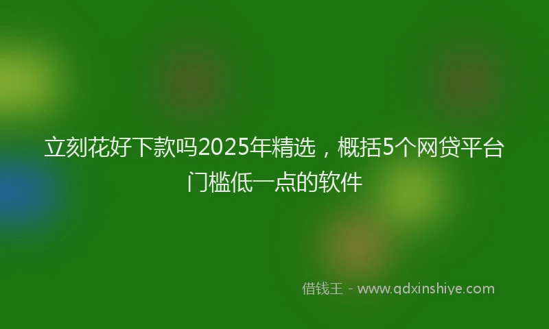 立刻花好下款吗2025年精选，概括5个网贷平台门槛低一点的软件