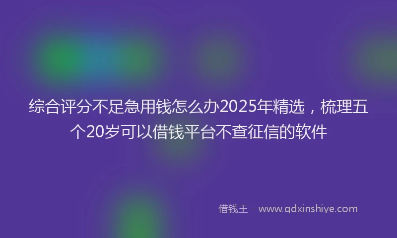 综合评分不足急用钱怎么办2025年精选，梳理五个20岁可以借钱平台不查征信的软件