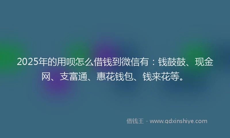 2025年的用呗怎么借钱到微信有：钱鼓鼓、现金网、支富通、惠花钱包、钱来花等。