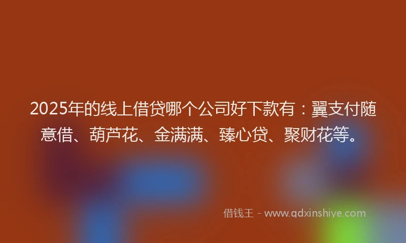 2025年的线上借贷哪个公司好下款有：翼支付随意借、葫芦花、金满满、臻心贷、聚财花等。