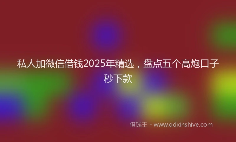 私人加微信借钱2025年精选，盘点五个高炮口子秒下款
