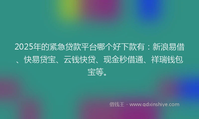 2025年的紧急贷款平台哪个好下款有：新浪易借、快易贷宝、云钱快贷、现金秒借通、祥瑞钱包宝等。