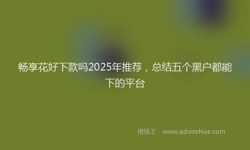 畅享花好下款吗2025年推荐，总结五个黑户都能下的平台