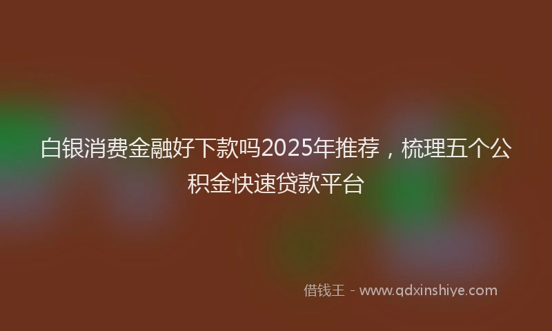 白银消费金融好下款吗2025年推荐，梳理五个公积金快速贷款平台
