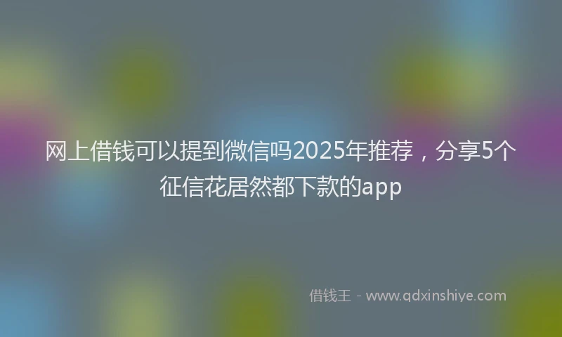 网上借钱可以提到微信吗2025年推荐，分享5个征信花居然都下款的app
