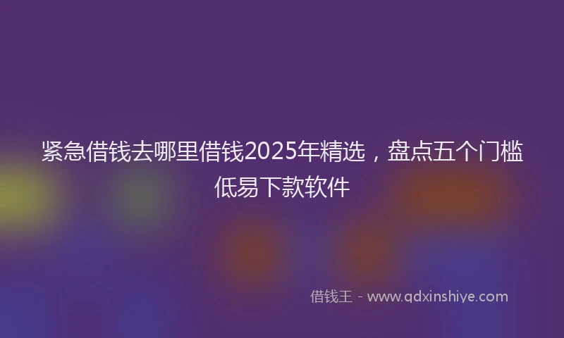 紧急借钱去哪里借钱2025年精选，盘点五个门槛低易下款软件