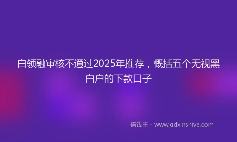 白领融审核不通过2025年推荐，概括五个无视黑白户的下款口子