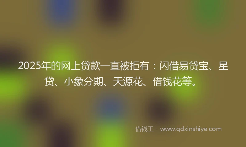 2025年的网上贷款一直被拒有：闪借易贷宝、星贷、小象分期、天源花、借钱花等。