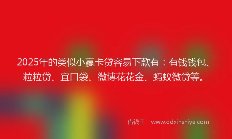 2025年的类似小赢卡贷容易下款有：有钱钱包、粒粒贷、宜口袋、微博花花金、蚂蚁微贷等。
