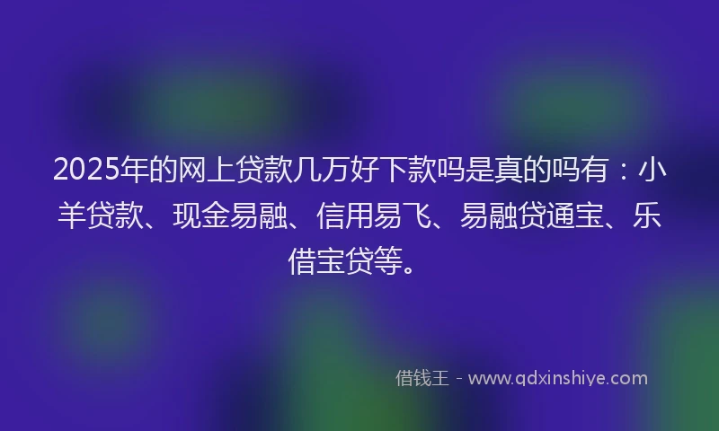 2025年的网上贷款几万好下款吗是真的吗有：小羊贷款、现金易融、信用易飞、易融贷通宝、乐借宝贷等。