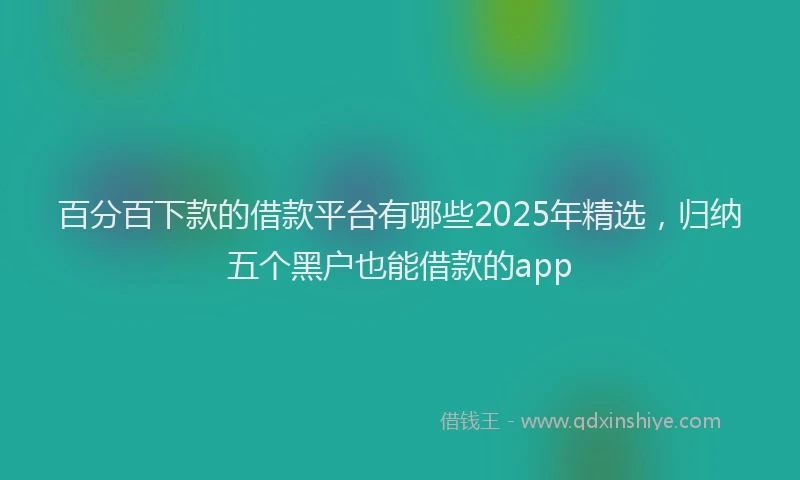 百分百下款的借款平台有哪些2025年精选，归纳五个黑户也能借款的app