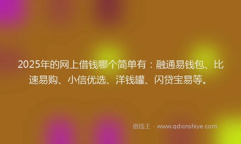 2025年的网上借钱哪个简单有：融通易钱包、比速易购、小信优选、洋钱罐、闪贷宝易等。