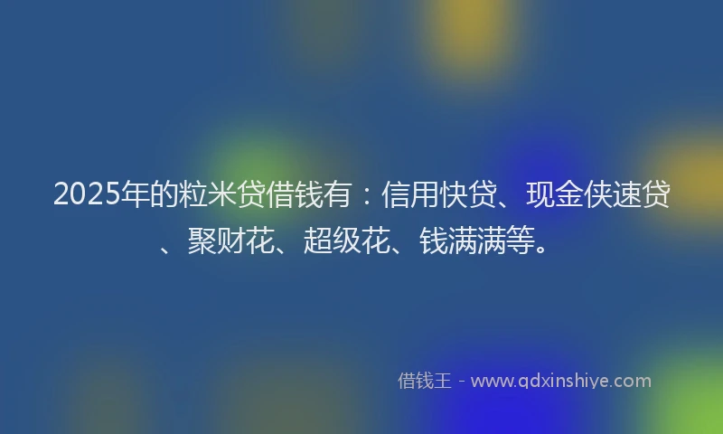 2025年的粒米贷借钱有：信用快贷、现金侠速贷、聚财花、超级花、钱满满等。