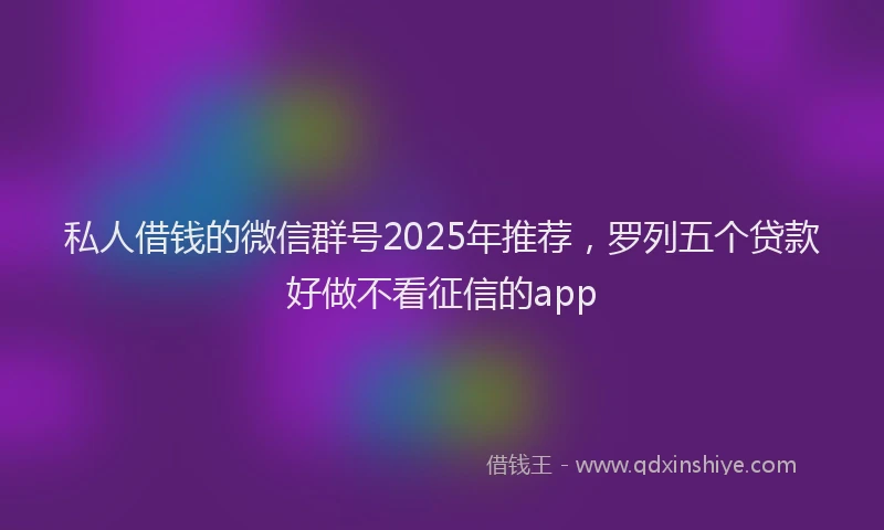 私人借钱的微信群号2025年推荐，罗列五个贷款好做不看征信的app