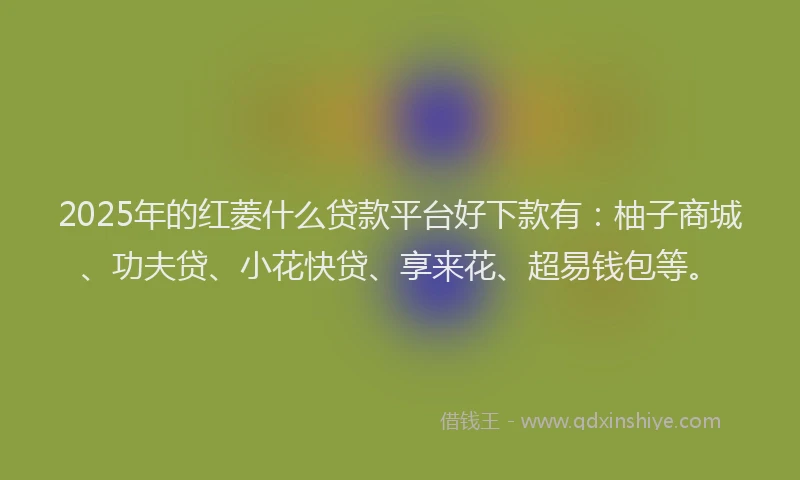 2025年的红菱什么贷款平台好下款有：柚子商城、功夫贷、小花快贷、享来花、超易钱包等。