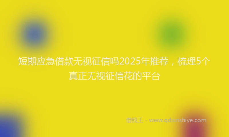 短期应急借款无视征信吗2025年推荐，梳理5个真正无视征信花的平台
