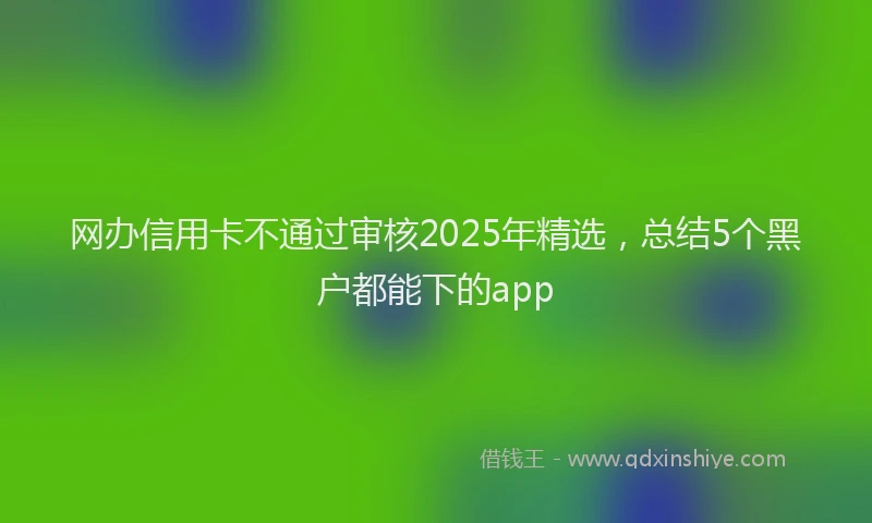 网办信用卡不通过审核2025年精选，总结5个黑户都能下的app