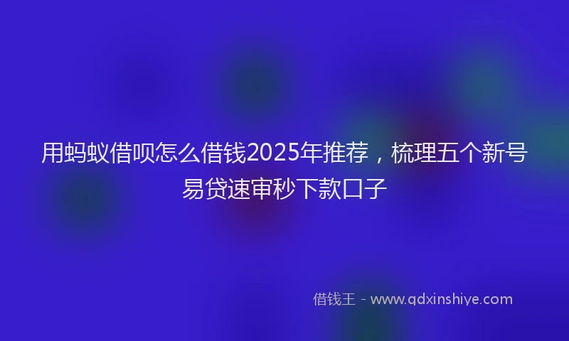 用蚂蚁借呗怎么借钱2025年推荐，梳理五个新号易贷速审秒下款口子