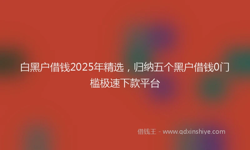 白黑户借钱2025年精选，归纳五个黑户借钱0门槛极速下款平台