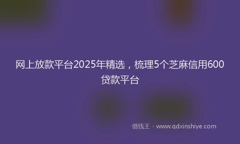 网上放款平台2025年精选，梳理5个芝麻信用600贷款平台
