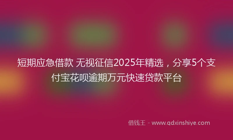 短期应急借款 无视征信2025年精选，分享5个支付宝花呗逾期万元快速贷款平台