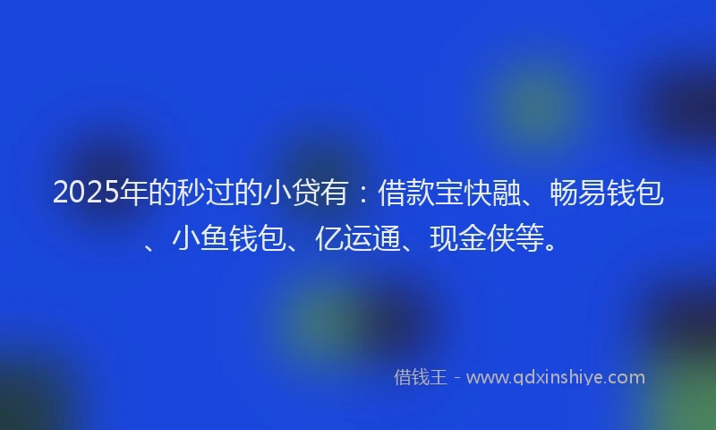 2025年的秒过的小贷有：借款宝快融、畅易钱包、小鱼钱包、亿运通、现金侠等。