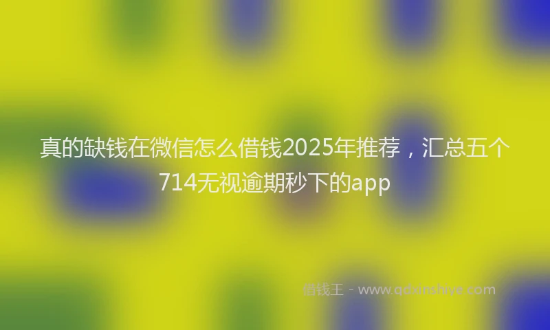 真的缺钱在微信怎么借钱2025年推荐，汇总五个714无视逾期秒下的app