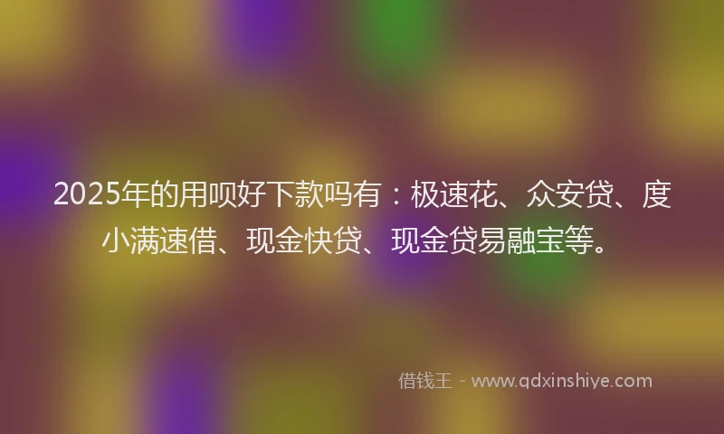 2025年的用呗好下款吗有：极速花、众安贷、度小满速借、现金快贷、现金贷易融宝等。